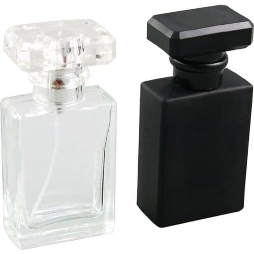30ml Clear Black glass empty perfume bottle atomizer spray Refillable bottle spray box travel size portable 1pc