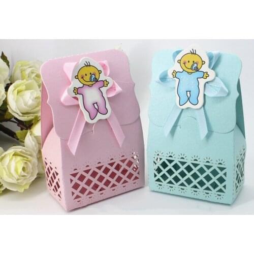 24pcs Paper Birthday Party Candy Boxes Baby Girl And Boy Paper Gift Box Feeding Bottle Birthday Party Decorations Kid Gift Case