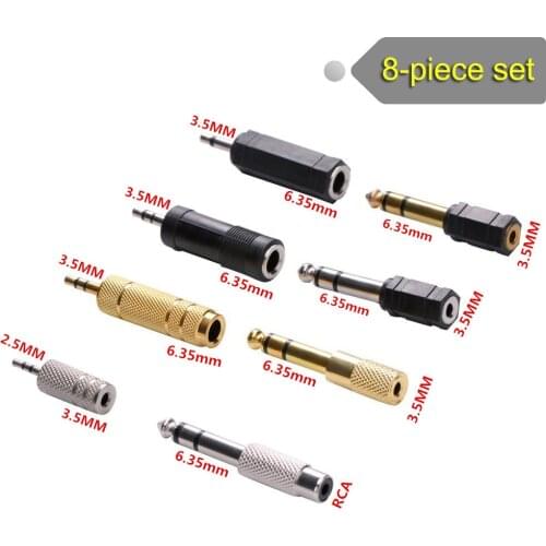 8 Pieces Instrument Adapter, Headphone Adapter Gold Stereo Adapter 6.35 mm to 3.5 mm, 3.5 mm to 2.5 mm Audio Mic Plug Adapter