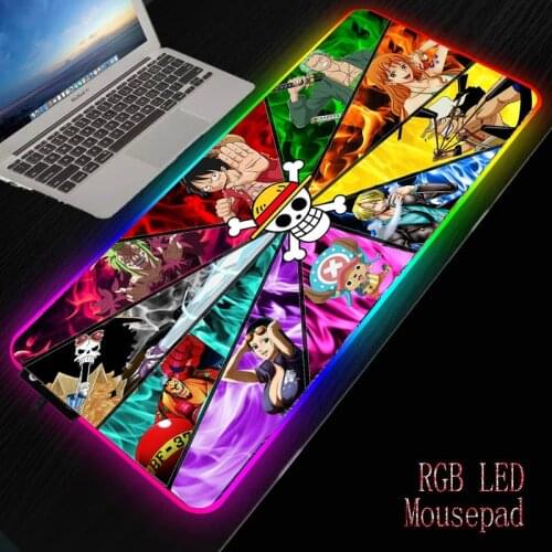 XGZ One Piece Anime Gaming RGB Gamer Large Mousepad LED Lighting USB Keyboard Colorful Desk Pad Mice Mat for PC Laptop Desktop