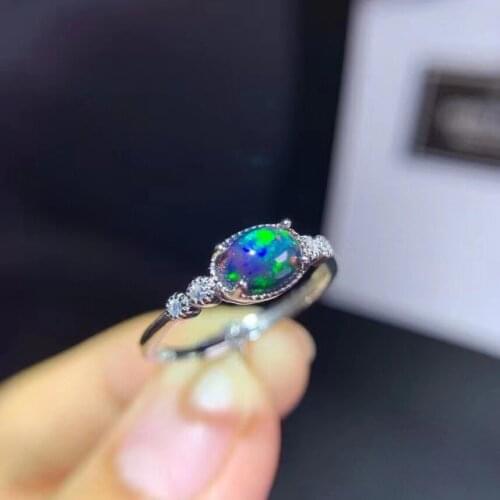 Black Opal 100% Natural and Real Black Opal Ring 925 sterling silver Opal Ring Pure High Quality
