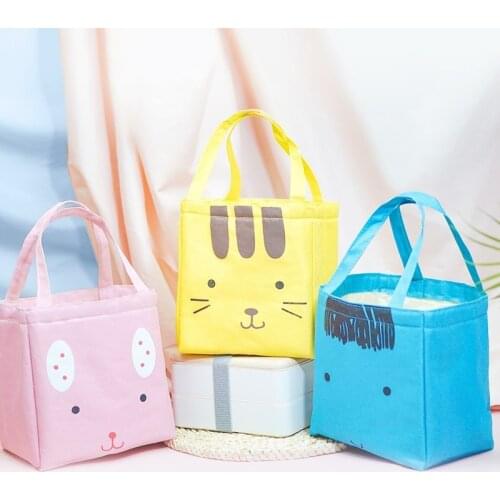 Children cartoon lunch bag kid women insulation portable waterproof picnic coole bag breakfast school handle reusable food bag