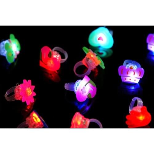 50 Pcs/Lot Children Toys Rings LED Flashing Light Up Animal Flowers Fruit Finger Ring Kids Boys Girls Christmas Gift