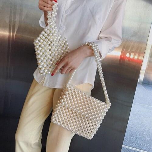 Designer Beaded Shoulder Bags Charm White Pearls Crossbody Bag Luxury Evening Clutch Purse Lady 2022 Handmade Women Pearl Bags