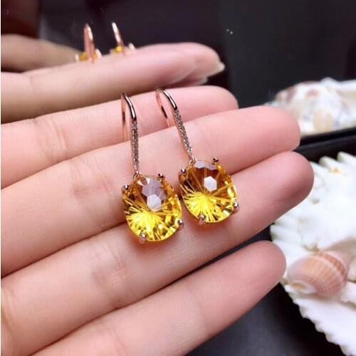 Elegant Anniversary Gift Super High Quality Citrine Earring Natural And Real 925 Sterling Silver Citrine Earring