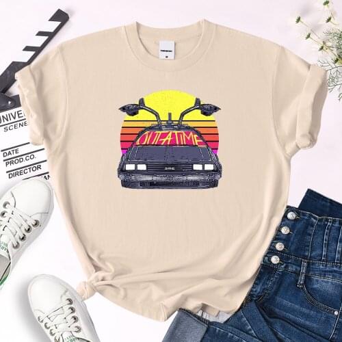 T shirt womens Back To The Future car pattern print tops women fashion Vintage O-neck Tshirt 2021 Casual Loose vitality tees