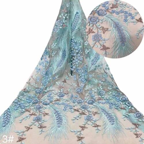 Hot Sale French Mesh Lace Fabric Flowers Embroidery Tulle Craft Sewing Prom Banquet Party Wedding Bridal Dress 5 Yards Wholesale