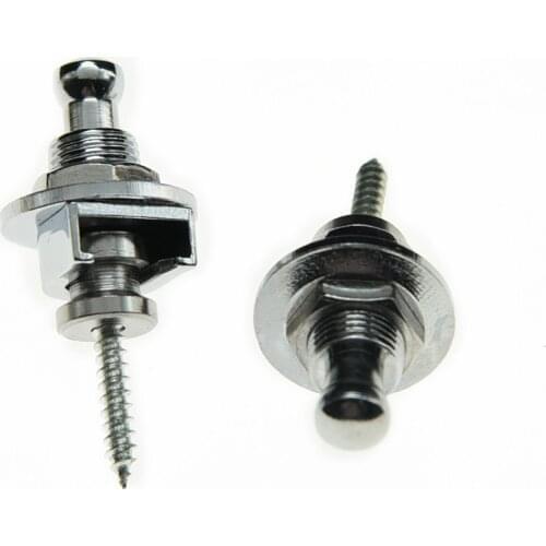 Chrome Pair of Schaller Style Security Strap Locks Guitar Bass Strap Knobs