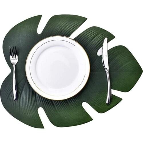 Artificial Monstera Leaf Kitchen Placemat Mat Bowl Anti-Slip Pad Table Decor