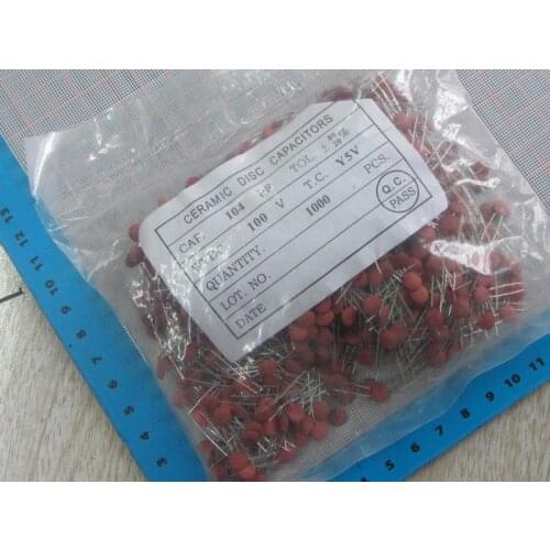 Free Shipping 1000pcs/lot High Quality 100V 0.1UF 104 Ceramic dielectric Capacitor 104 big chip dip ceramic capacitors 0.1uf