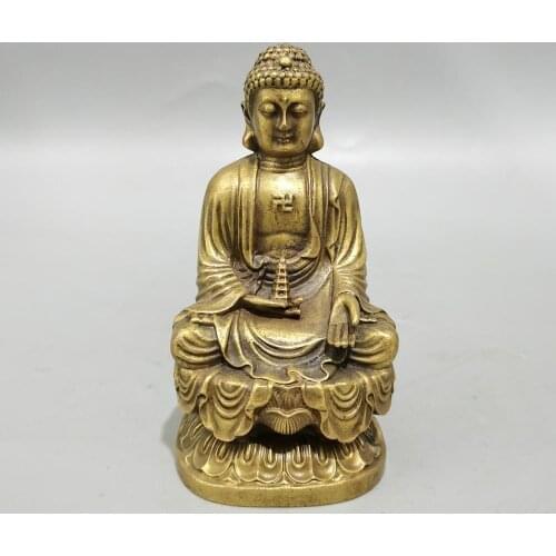 CHINA antique brass fengshui buddha small Statue Metal crafts family decorations statue ornaments