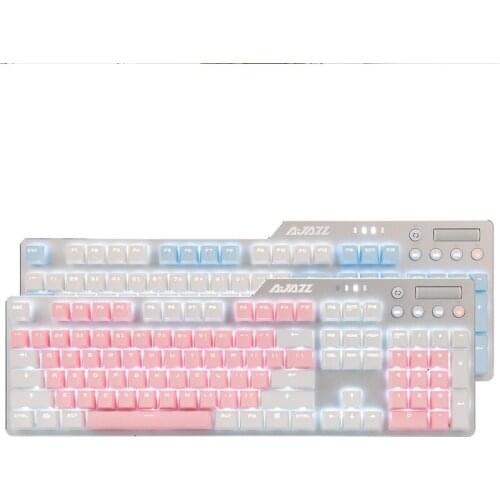 AK35I Pink White Keycap with White Lighting Keyboard Green Red Shaft Mechanical Gaming Keyboard for Gamer PC