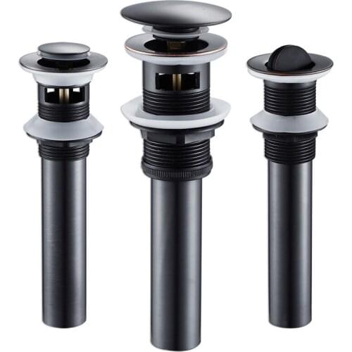 Oil Rubbed Bronze Copper Bathroom Lavatory Vanity Vessel Sink Drains, Pop Up Drain Stopper, Flip-Top, Drains Pipe