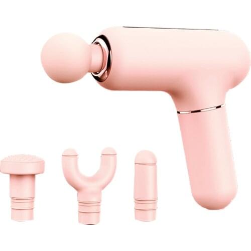 Mini Massage Gun Deep Muscle Vibration Relief Pain Relax Fitness Equipment Noise Reduction Design 4 Massage Heads Massager