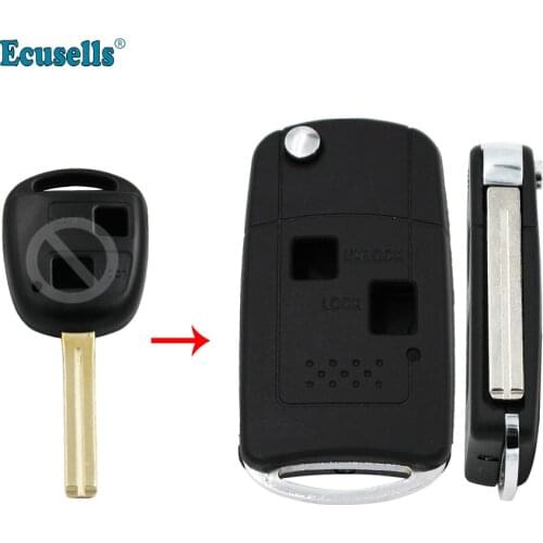 2 Buttons Modified Flip Remote Key Shell for Lexus RX300 LS400 LS430 ES330 SC430 IS300 LX470 RX330 RX350 GS300 TOY48 UNCUT