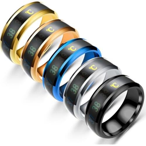 Fashion Temperature Couple Ring Titanium Steel Mood Emotion Feeling Intelligent Sensitive Rings for Women Men Waterproof Jewelry