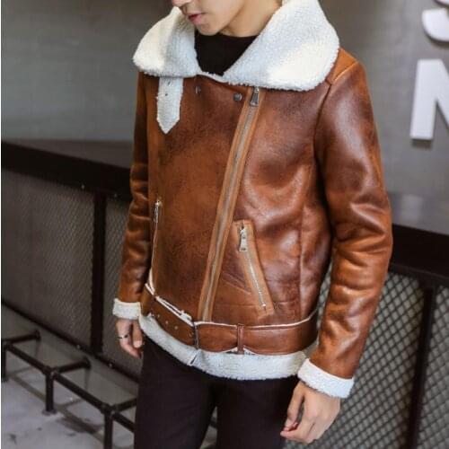 2019 Mens Faux Fur Coat Harajuku Fashion Thick Warm Winter Stylish Mens Leather Jackets Designer Suede Bomber Jacket Parka