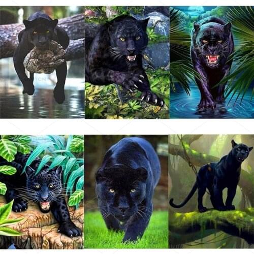 Diy Animal Panther Full Square Drill Diamond Painting Colorful Handmade Cross Stitch Kits Embroidery Mosaic Home Room Wall Decor