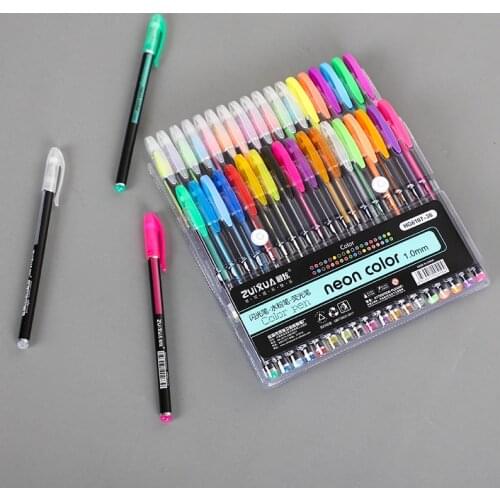 12/24/36/48 Colors Gel Pens Set Glitter Gel Pen Coloring Book Journals Drawing Doodling Art Markers For Office School Stationary
