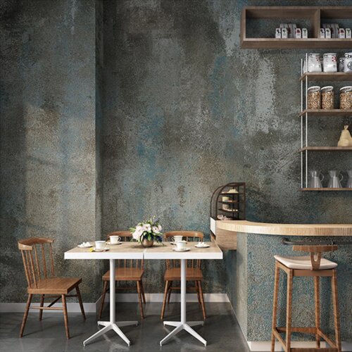 PVC Wallpaper 3D Retro Cement Grey Restaurant Cafe Wall Paper Living Room Waterproof Plain Color Vintage Papel De Parede Decor