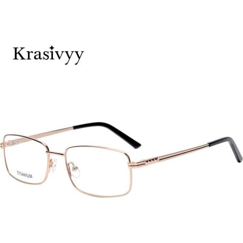 Krasivyy Pure Titanium Glasses Frame Men Top Quality Spring Hinge Eyeglasses Male Square Myopia Prescription Eyewear