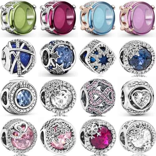 Galaxy Infinite Entwined Heart Oval Cabochon Charm 925 Sterling Silver pan Beads Fit Fashion Bracelet DIY Jewelry
