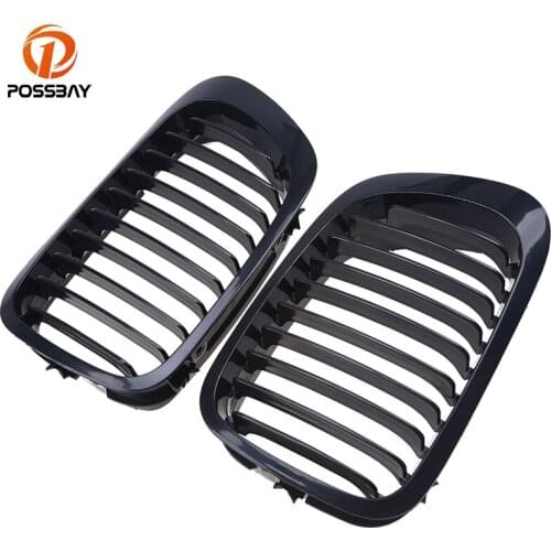 POSSBAY Left/Right Side Black Kidney Front Grilles Grill For BMW 3-Series E46 Cabrio 2000-2003 2002 Pre-facelift Car Styling