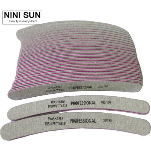 25Pack of Professional Washable Double Sided Gray Emery Board 100/180 Grit Nail Files Nail Art Sanding Buffer Buffing Manicure