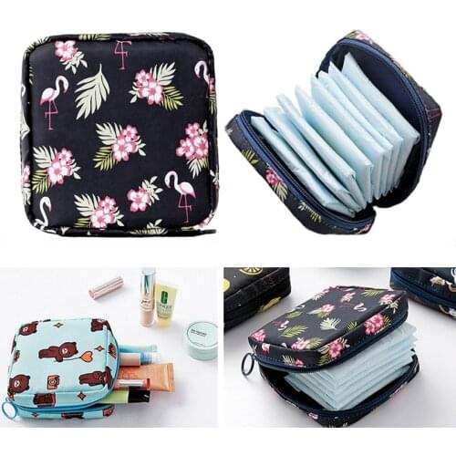 Basedidea Portable Sanitary Pads Bag Large Capacity Travel Cosmetic Lipstick Napkin Storage Pouch