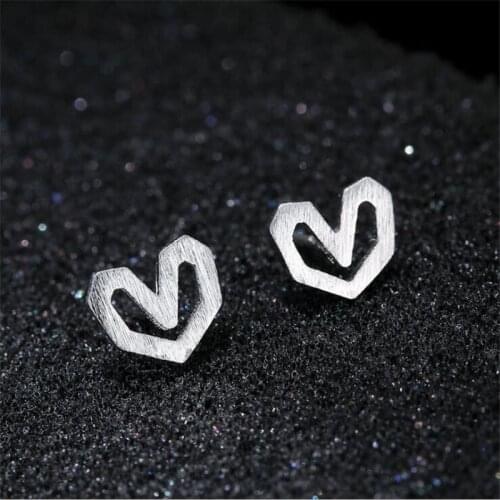 Simple Hollow New Fashion 925 Sterling Silver Jewelry Heart Shaped Love Two Colors Female Stud Earrings SE200