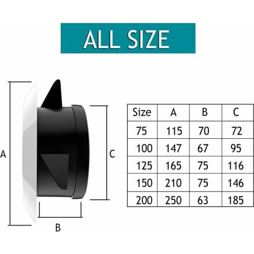 Round Air Vent ABS Louver Grille Cover Adjustable Exhaust Vent for Bathroom Office Ventilation SP99