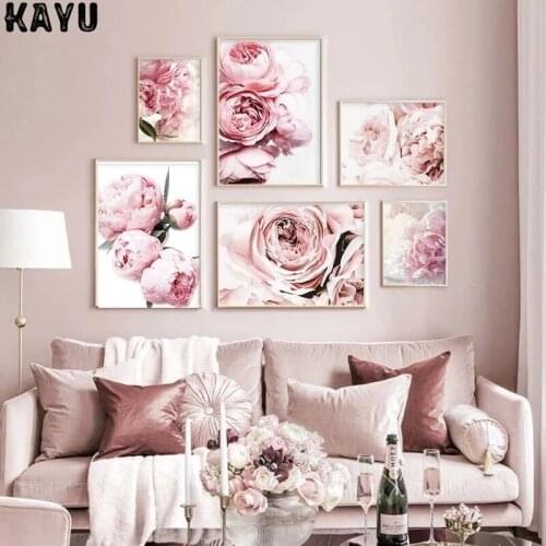 Scandinavian fashion poster rose flower feather nordic style wall art print on canvas modern painting living room decor picture