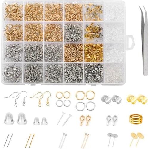 Earring Making Supplies, 2682PCS Jewelry Making Kit with Earring Hooks, Earring Backs, Eye Pin, Earring Post, Jump Rings