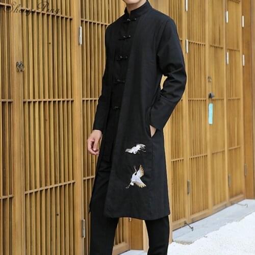 Chinese traditional men clothing oriental costumes traditional chinese clothing for men male clothes long mens coat Q069