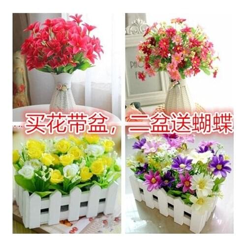 Living room wine cabinet ornaments small ornaments vase plastic artificial flower anti falling new year home decoration