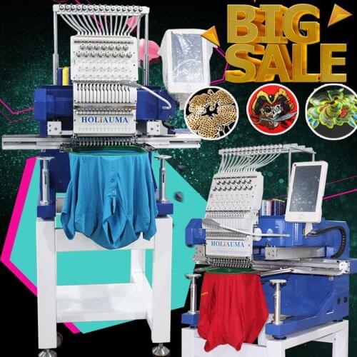 HO1501N industrial single head 15 needles cap leather lace t-shirt flat garment computerized embroidery machine price