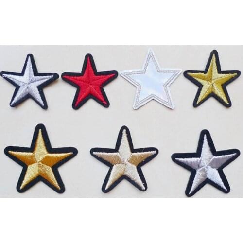 Five-Pointed Star Embroidery Iron On Patches For Clothing Jeans Applique Clothes Coat Sewing Badges Stripes Stickers Transfer