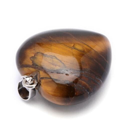 Yingwu 8Pcs Natural Heart Shaped Stone Tiger Eye Striped Stone Crystal Carved Palm Love Healing Gemstones 30mm