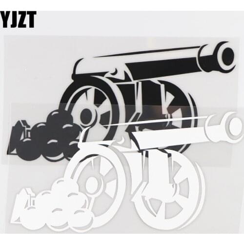 YJZT 9.7×15.5CM Medieval Military Weapon Pattern Car Sticker Cannon And Shell Creative Vinyl Body Decoration Decal 20C-0013