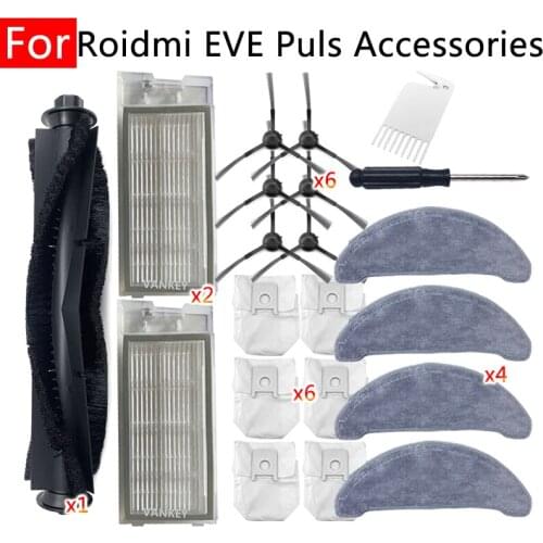 For Xiaomi Mijia Roidmi Eve Plus Smart Home Accessories Parts Main Side Brush Rag Hepa Filter Dust Bag Kit Robot Vacuum Cleaner