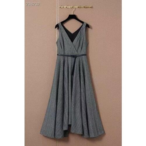 Fyion 2021 Autumn Fashion Runway Midi Dress Women V-Neck Belt Plaid print Vintage Elegant Top Dress