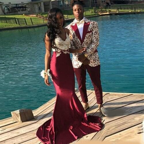 2021 Burgundy Mermaid Prom Dresses Spaghetti Straps Lace Applique Black Girls Cocktail Party Gowns Custom Made Evening Dress