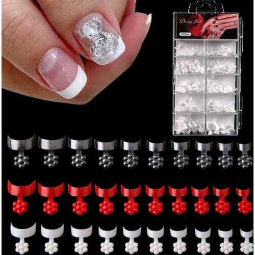 100pcs/box french tip nails glue on nail acrylic nail supplies accesorios White/Red/Black Color Short Style french nails design