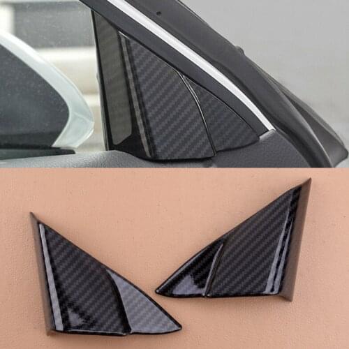 2Pcs Car Carbon Fiber Texture Interior Front Door A-Pillar Triangle Cover Trim Cover Trim Fit for Toyota Camry 2018 2019 2020
