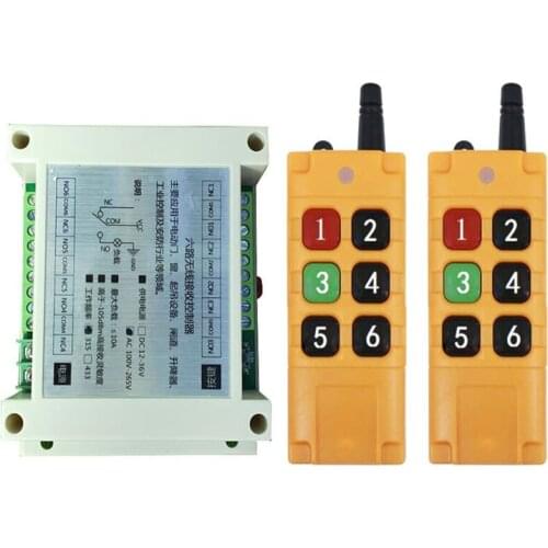 2000m AC110V 220V 250V 6CH 6 CH Wireless Remote Control LED Light Switch Relay Output Radio RF Transmitter And 433 MHz Receiver