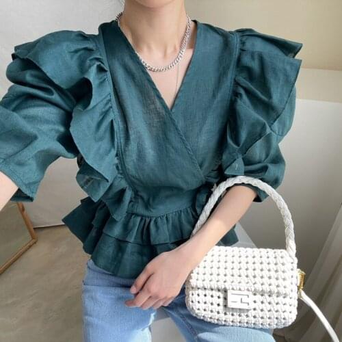 2021 New Oversize Women Blouses Summer Tops Femme Casual Womens Blouse Maxi Girls White Shirt Short Sleeve Plus Size Blusas Gree