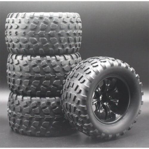 4pc 1/10 Off-Road Car Bigfoot Truck Tires 70*125MM Plastic Wheel Rim Rubber Tyre for HSP HPI 94108 94111 94188