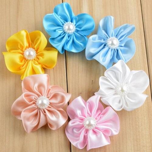 5cm pearl Pet flower headdress Dog hair accessories with children pet grooming 100pcs