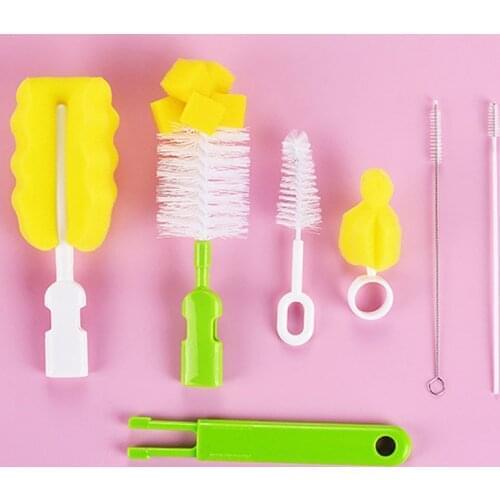6Pcs Milk Bottle Brush Pacifier Brush Sponge Clean Kit Nipple Bottle Brush 360° Cleaning Sponge Multipurpose Bottle Clean Tool