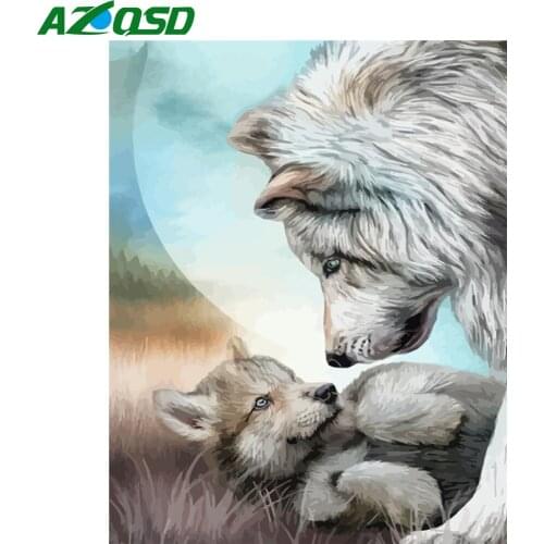 AZQSD 40x50cm Painting By Number Canvas Kits Wolf Handpainted Gift DIY Coloring By Numbers Animal Acrylic Paint Home Decoration